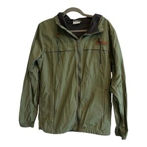 Columbia Zip Up Cotton Green Windbreaker Jacket Hooded Small Unisex